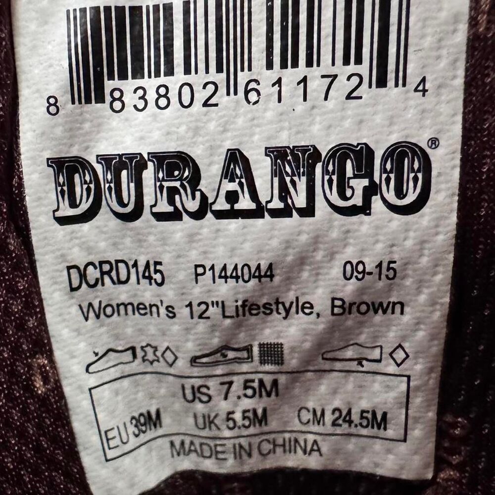 Durango Crush Western Boots Women’s 7.5 Brown Leather DCRD145 12” Harness - Picture 3 of 8